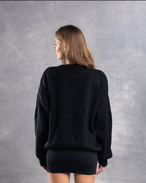 Core Black Knitted Crewneck